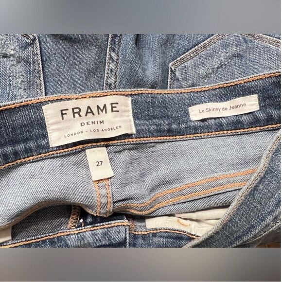 FRAME Denim Le Skinny De Jeanne Size 27 Distressed Skinny Blue Jeans - Picture 5 of 5